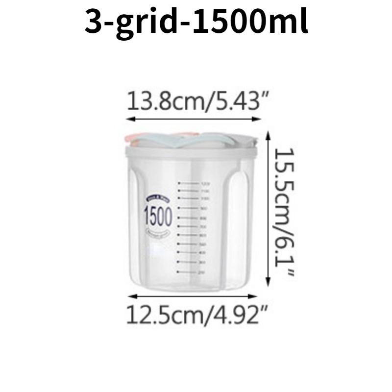 

Кухонный ящик для хранения Ящик для хранения продуктов Кухонные принадлежности Зерновой резервуар Влагостойкие герметичные банки 3 grid-1500ml