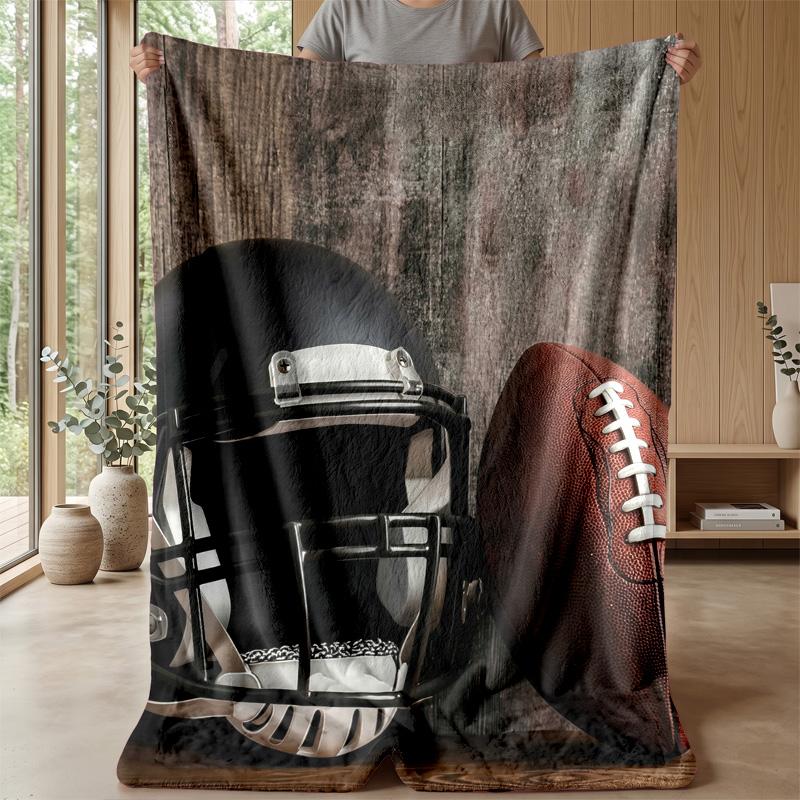 Football Equipment Still Life Theme blanket Lightweight Warm Flannel Blanket Decorative Throw Blanket for Home Decoration