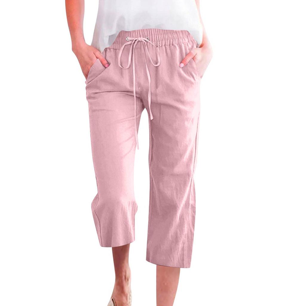 Women's Casual And Fashionable Solid Color Loose Pants With Pocketes