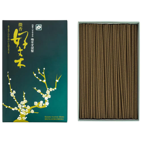 Baieido Incense, Lightly Fragranced Kobunki, Short, Flat, Loose Pack, Smoked (Green Box)