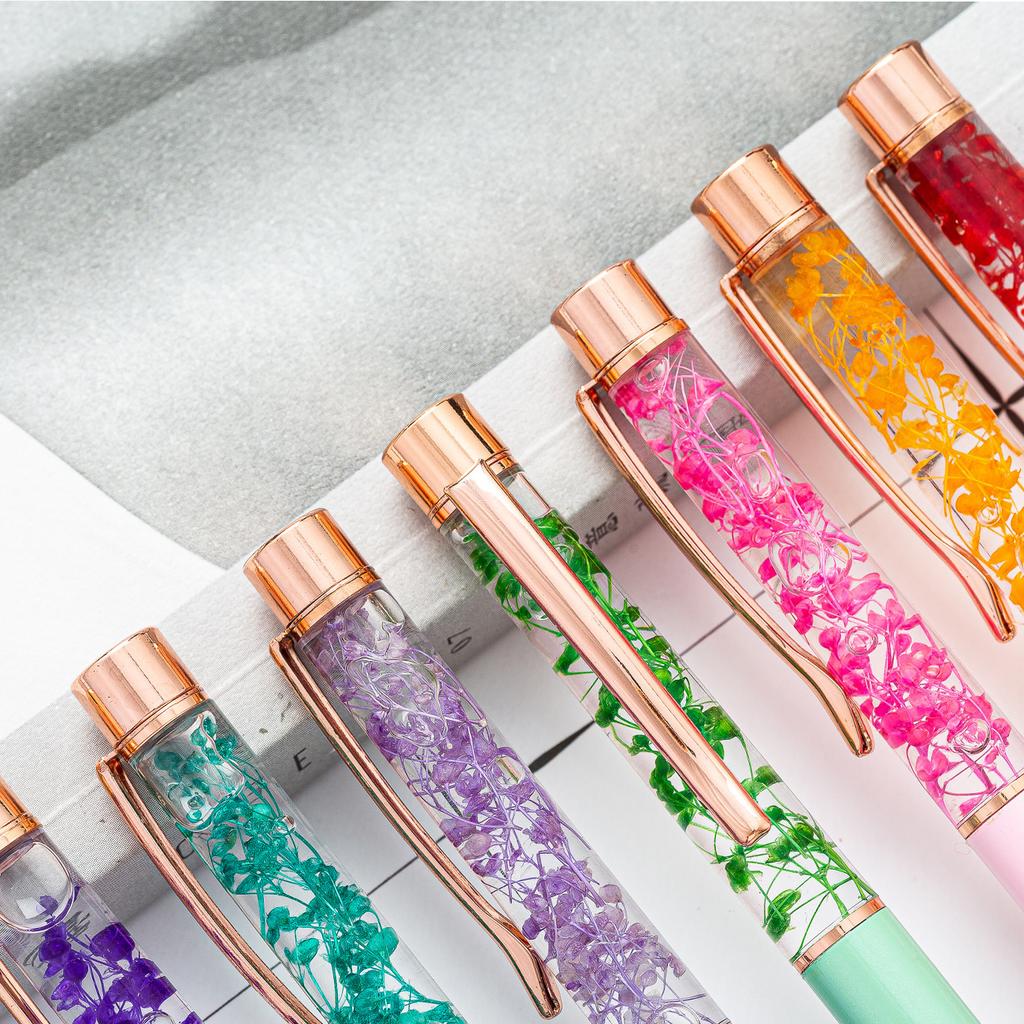 1 Pcs Flower Ballpoint Pen Metal Office School Stationery Gift Cute Clip Pens Pencils Writing Supplies