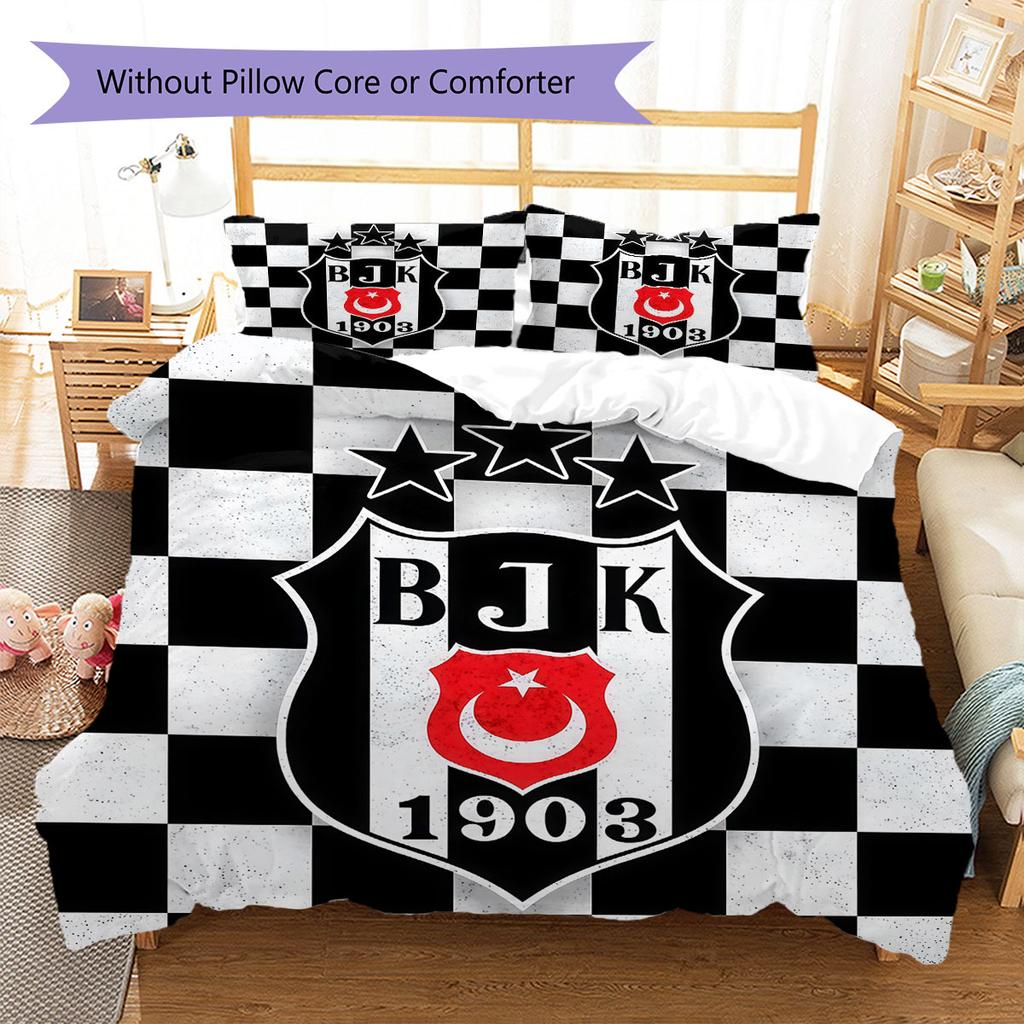 Besiktas Turnverein Muster Bettwäsche, Steppbett Set Bettbezug Kissenbezug Zuhause Geburtstagsgeschenk(1 Bettbezug + 2 Kissenbezüge, ohne Füllung)