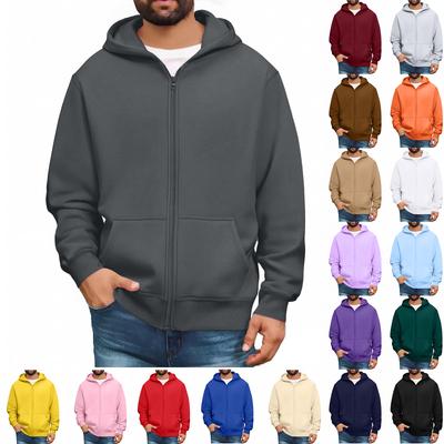 Men Full Zip Up Sweatshirts Long Sleeve  Pullover Tops Casual  And Tall Jackets With Pockets
