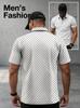 Men's Polo Shirt White Background Gray Tone Small Geometric All-over Printed Short-sleeved T-shirt