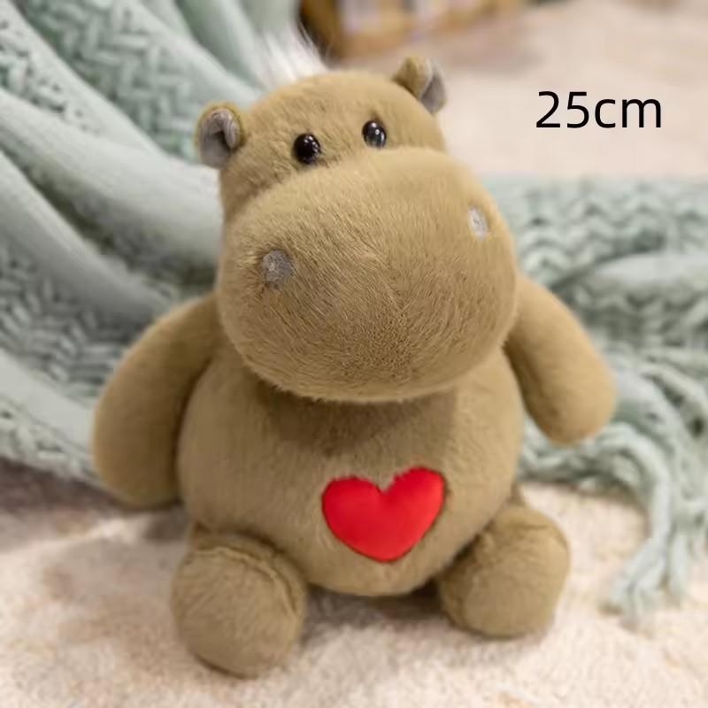 Cute Hippo Plush Toy Hippo With Love Heart Lifelike Ants Plush Doll Soft Stuffed Animal Doll Boys Girls Birthday Holiday Gift