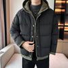 Herren Fake Zweiteiler Parkas Herren Lässiger Lockerer Kapuzenmantel Herren Dicke Baumwollgepolsterte Jacke Herren Patchwork Parka Streetwear Oberbekleidung