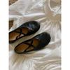 Sheepskin version~ Genuine leather Korean new cross ballet shoes for women's round head, shallow mouth, versatile Mary Jane single shoes for women
