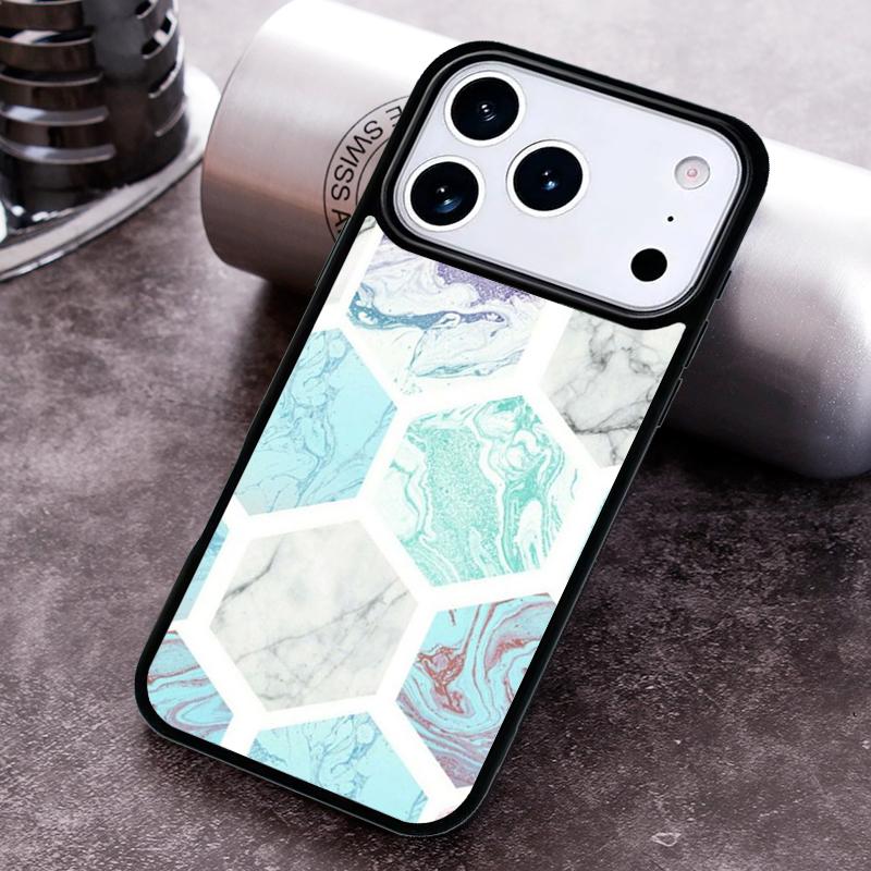 Marmor Geometrisches Handyhülle für iPhone 17 16 15 Pro Max Air 14 13 12 11 Plus Stoßfest Capa Cover