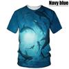 Maglietta da uomo con stampa 3D di squalo, T-shirt estiva a girocollo con motivo di animale marino, Top larghi a maniche corte