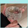 Geometric Silver Copper Bangle With Rhinestone Embellishments For Fashion Women