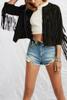 AL KHALID Handmade Black Motorcycle Genuine Lambskin Suede Leather Fringed Jacket Women