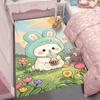 Cute Cartoon Happy Day Pink Bunny Rabbit Carpet for Children's Bedroom with Rabbits and  Hearts Mat Kids Decor Room Floor Mat