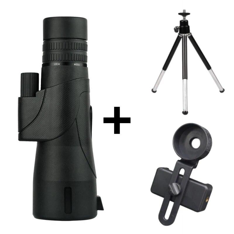 Outdoor Equipment 10-30x50 Powerful Monocular Longng Range Zoom Pocket Spotting Telescope Eyeglass BAK4 HD Handheld Optic