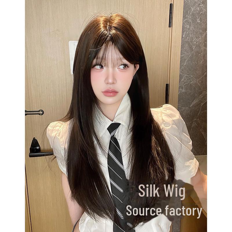 Sihuan Long Black Tea Lolita Wig – Natural Full Coverage for Round Faces