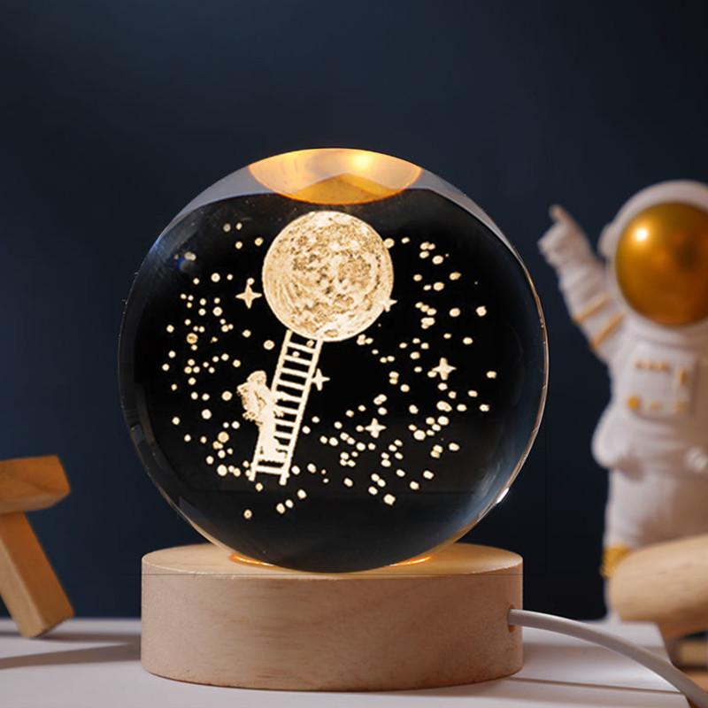Crystal Ball Starry Night Light: Luminous Glass Solar System Ornament - Perfect Birthday Gift for Women