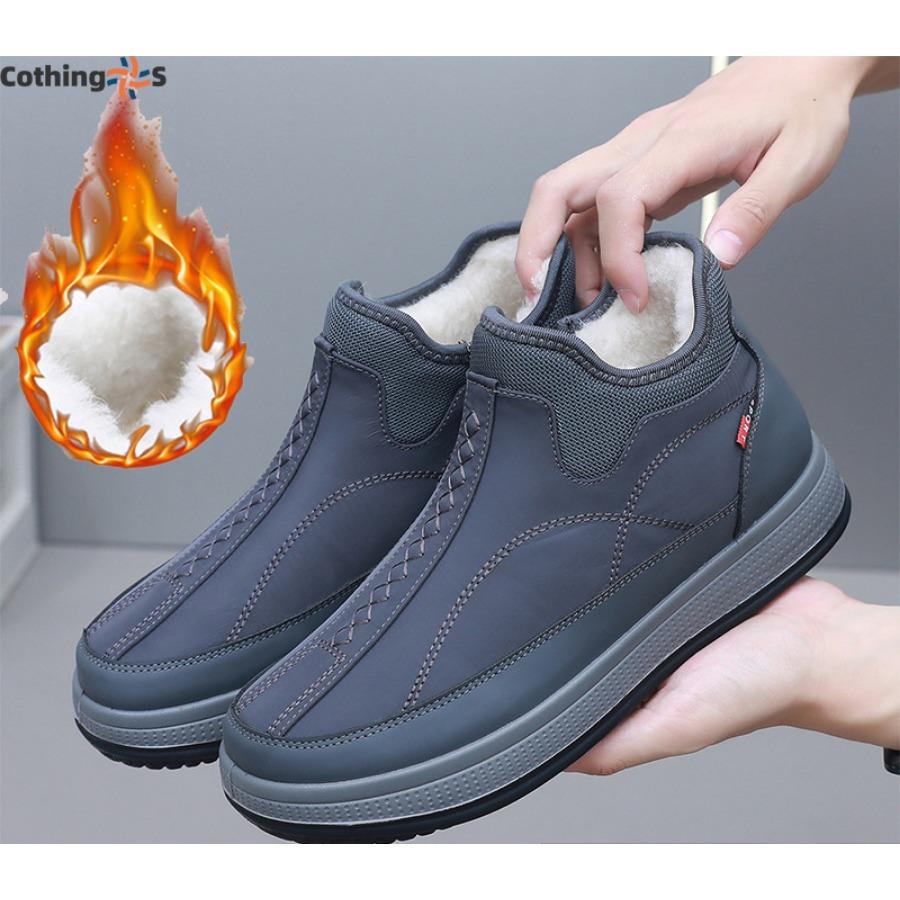 

Зимняя тканевая обувь Мужские хлопковые ботинки с подкладкой из утолщенной овечьей шерсти Мягкая подошва Нескользящие легкие зимние ботинки 44 серый