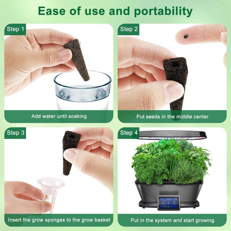 50/100/150Pcs Seed Grow Sponges Replacement Root Hydroponics Indoor Garden System Sponges Water Absorbent Grow Pod Kit