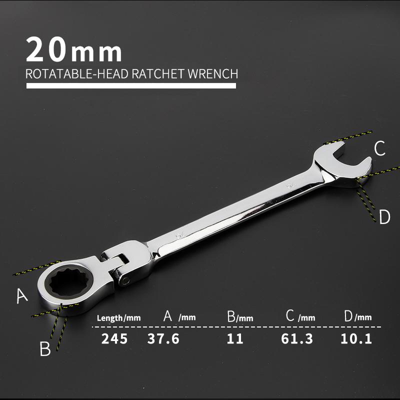 Activități multifuncționale Set chei cu clichet 180 de grade Chei flexibile cu cap deschis Unelte de mână pentru reparații auto Cheie combinată