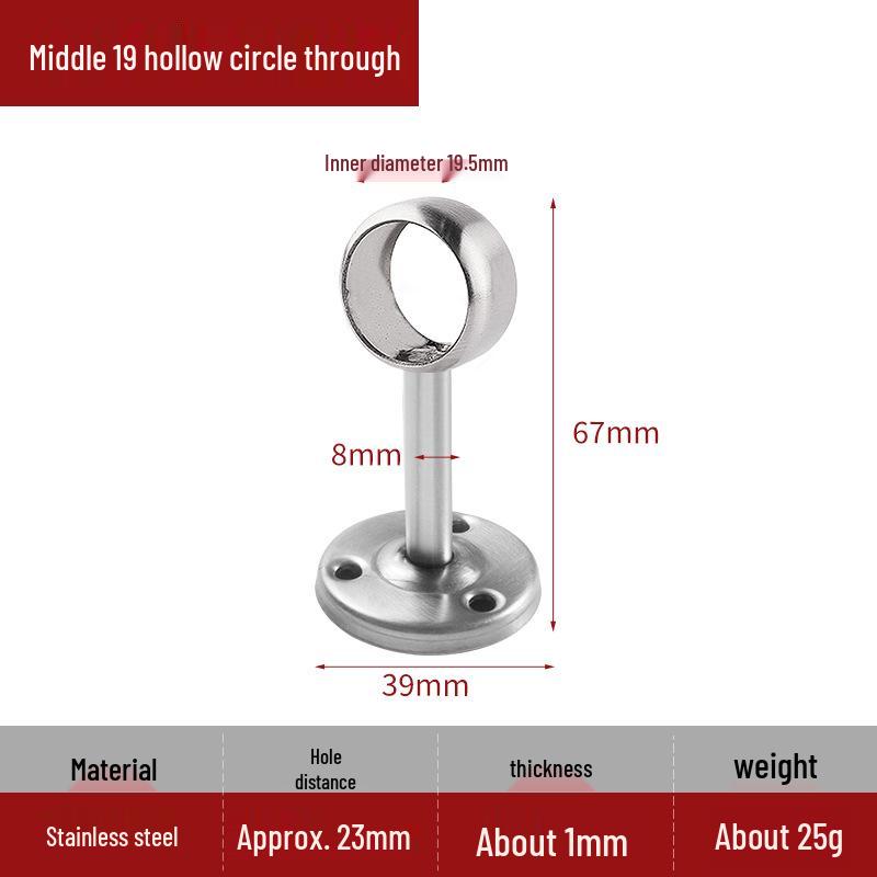 Stainless Steel Round Flange Base Wardrobe Clothes Rail Holder and Towel Rack Fixing Accessories.