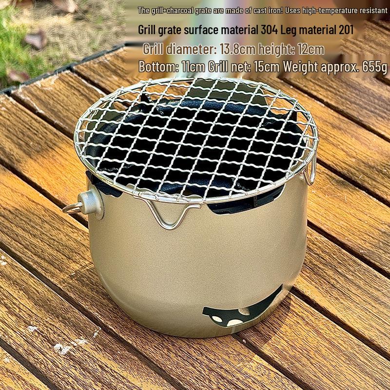 Portable Stainless Steel Mini Charcoal Stove for Outdoor BBQ and Tea Brewing
