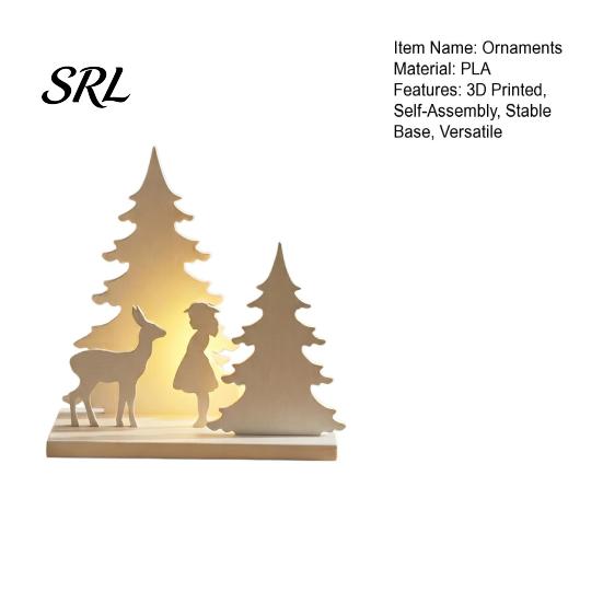 Nordic Simplicity Interior Decor Christmas Girl Reindeer Tabletop Decor, 3D Printed Fairy Tale Forest Silhouette Creative Gifts for Women with