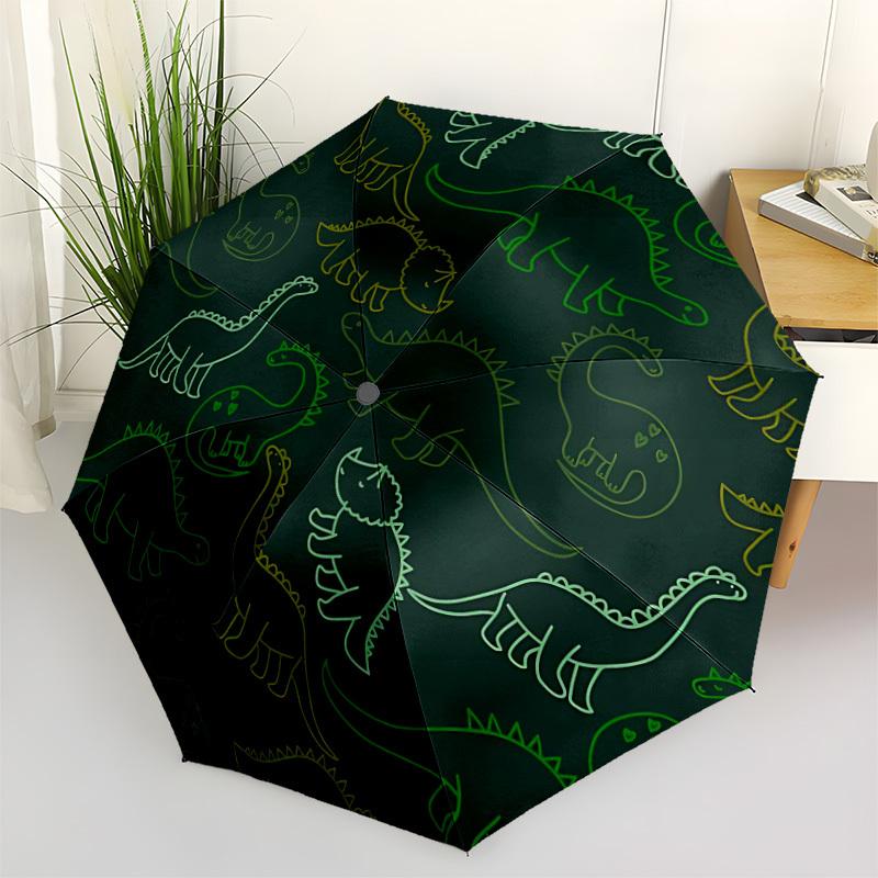 1pc Dino Pattern Automatic Open/close, All-Season Portable Folding Umbrella, Travel, Everyday, Formal Events - Compact Luxury Parasol, Outdoor Accesso