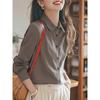 Womens Long Sleeve Cotton Shirt White Blue Pink Yellow Beige Camel Slim Fit Office Work Blouse Professional