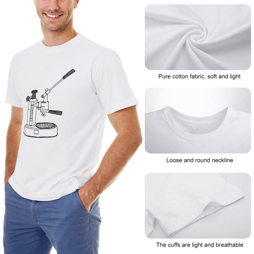La Pavoni Europiccola T-Shirt Übergrößen T-Shirts Schwarzes T-Shirt Herrenbekleidung