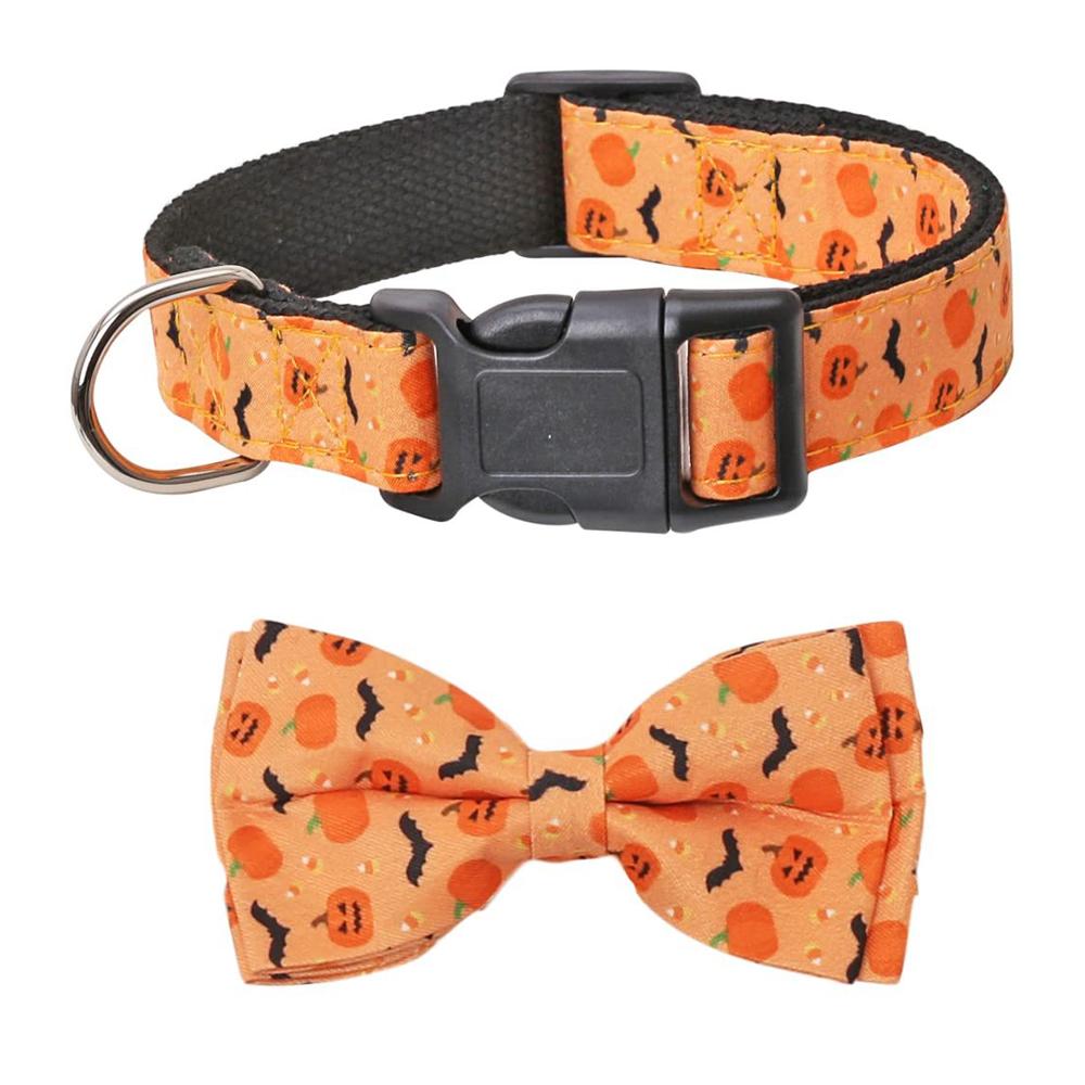

1pc Print Pet Breakaway Cat Collar Halloween Adjustable Tie Bow for Cute Puppy Kitten Collars Rabbit Accessories Pet Products M 2.0x30-43cm оранжевый