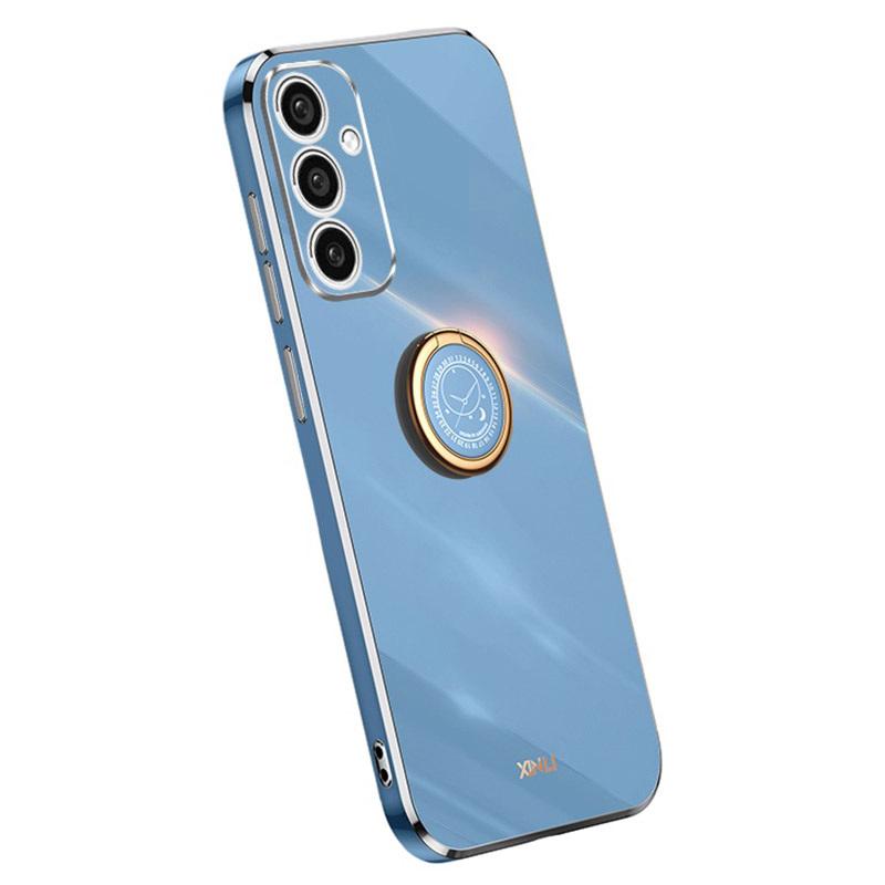 

XINLI For Samsung Galaxy A55 5G Cell Phone Case Electroplating Gold Edge Kickstand Shell Blue