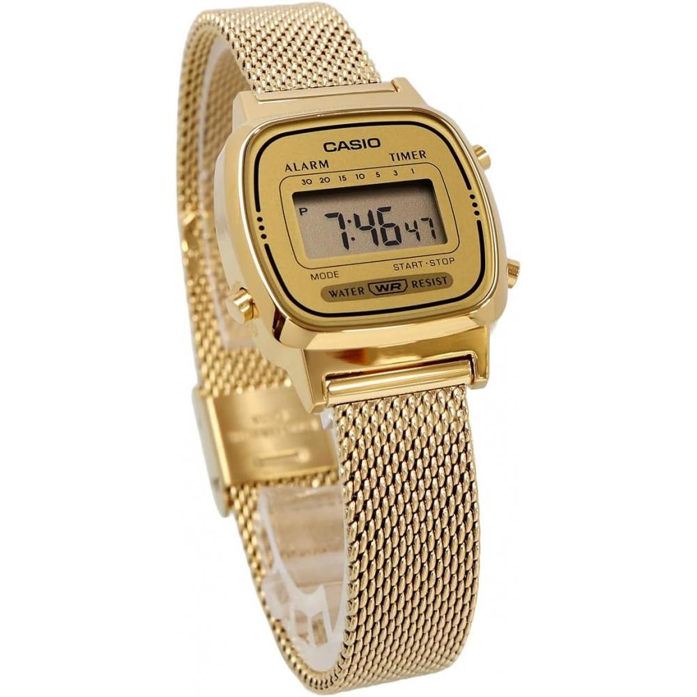 Casio Ladies Digital Watch Gold Mesh Band La670wemy 9
