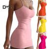 Women Slip Dress for Club Party Beach Spaghetti Strap Sheath Slim Fit Dress Sleeveless Backless Strappy Dress Solid Color Summer Mini Dress