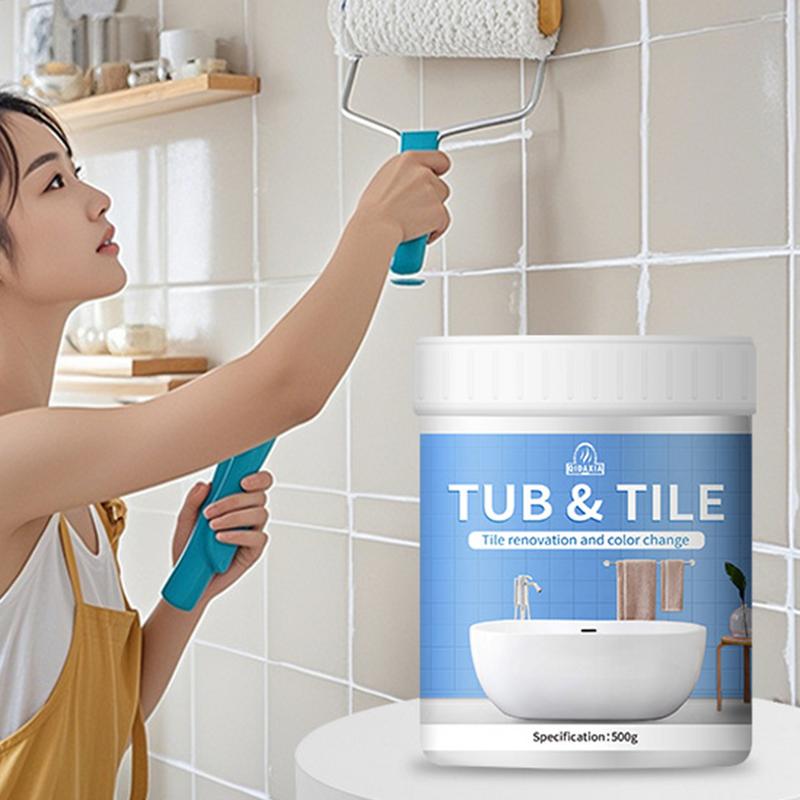 500g Bathroom Tile Paint Kit Water Based Quick-Dry Bath Refinishing Kit Bathtub Cover-up Kit White Water Based for Bathtubs Sink