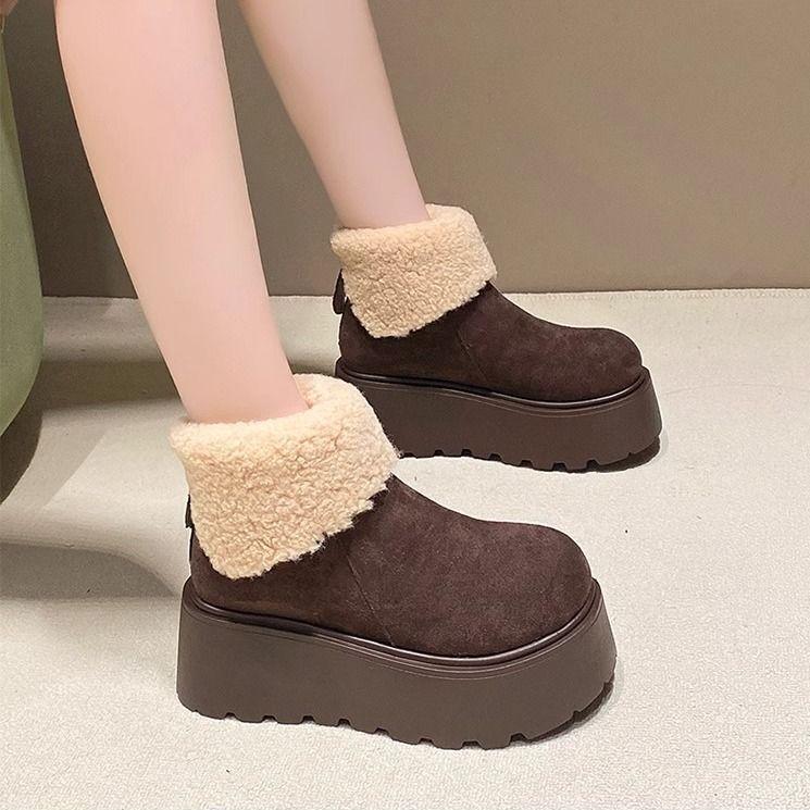 Snow Boots Women's New Winter Fashion Versatile Velvet Thickened Warm Cotton Shoes