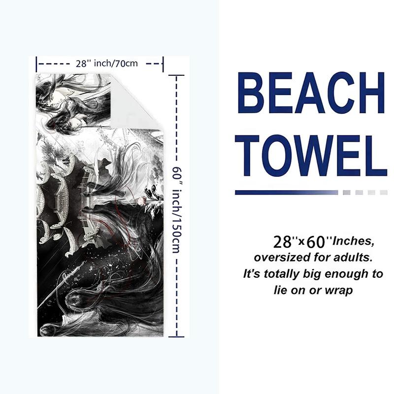 Mo Dao Zu Shi Print Beach Towel, Large Soft Quick Dry Towel for Beach Camping Swimming