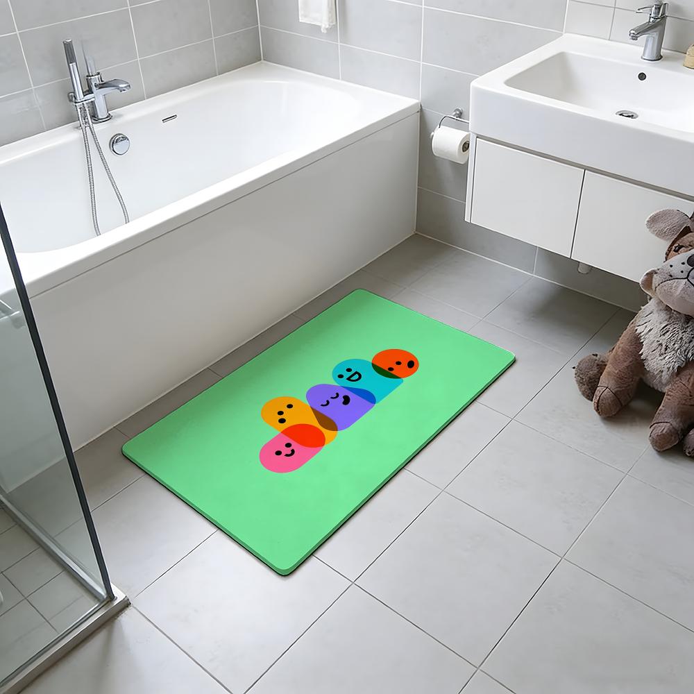Cartoon Style C-Cute Symbol Floor Mat Absorbent Floor Mat Non-Slip Entrance Rug for Bathrooms Restrooms and Toilets