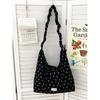 Korean Star Print Crossbody Bag for Women, Black White Large Capacity Hobo Shoulder Purse, Casual Versatile Handbag for School
