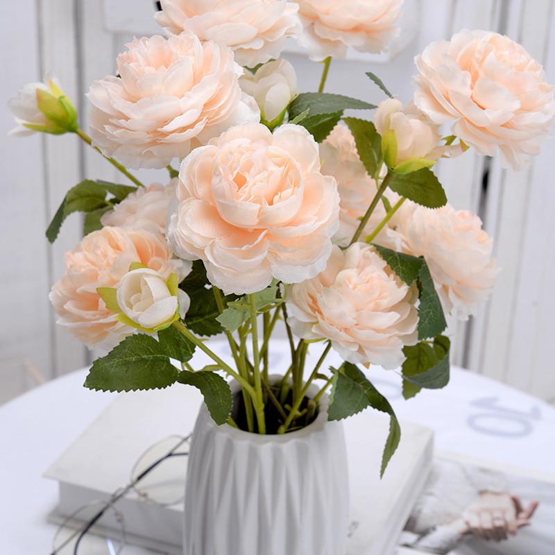 Western Ranunculus Asiaticus Faux Flower Arrangements With Embossed Craft For Event Decor