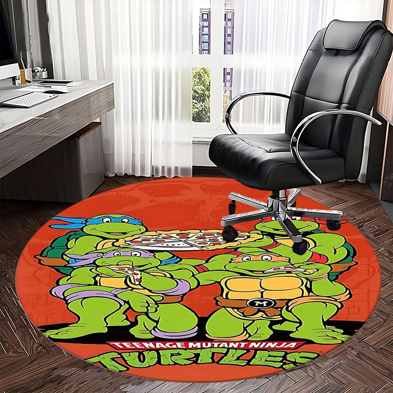 Teenage Mutant Ninja Turtles,Pizza Chair Mat Round Rug Office Carpet, Machine Washable, Non Slip, Suitable for Living Rooms, Bedrooms