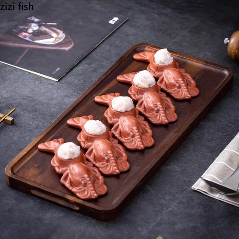 Shrimp Shaped Purple Clay Dish Ceramic Dining Plate Set Dessert Plate Dim Sum Dish Fruit Bowl Serving Plates Cake Snack Bowl