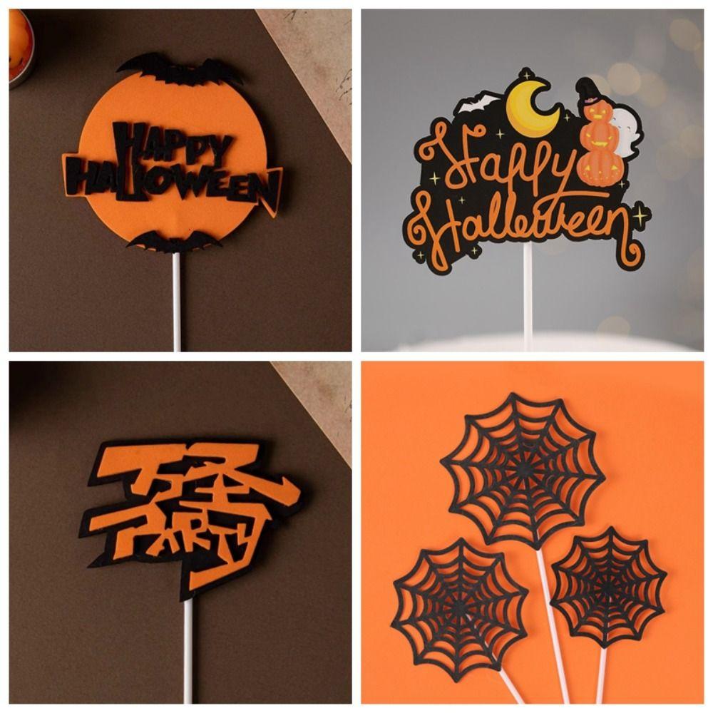 Funny Festival Plugin Pumpkin Ghost Bat Cake Insert Party Supplies Cake Topper  Baking Cake Dessert