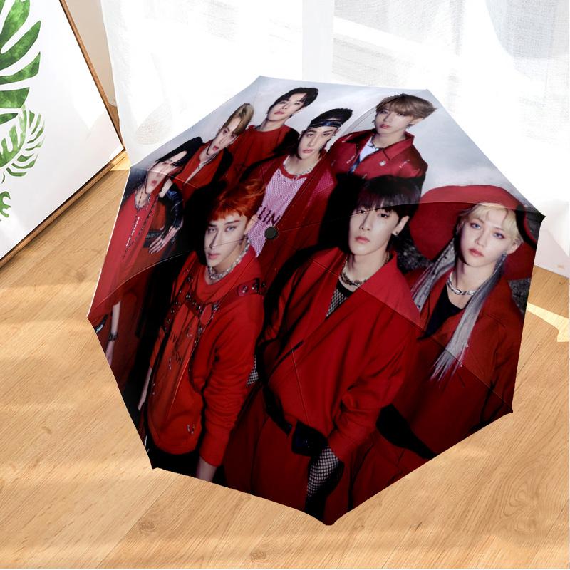 K-pop Group Stray Umbrella Folding umbrella, automatic umbrella 8-Frame for Travel, camping Use Gift for Halloween Christmas