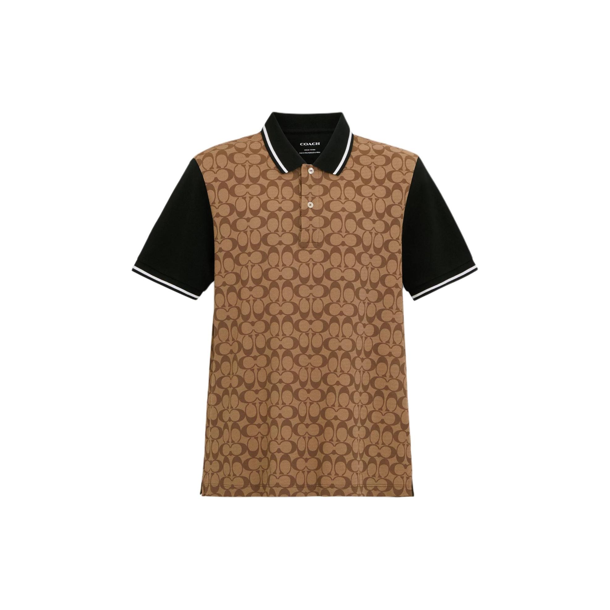 

Чоловіча футболка-поло з коротким рукавом, принт логотипу Coach Signature, колір хакі, CO816-OFZ S