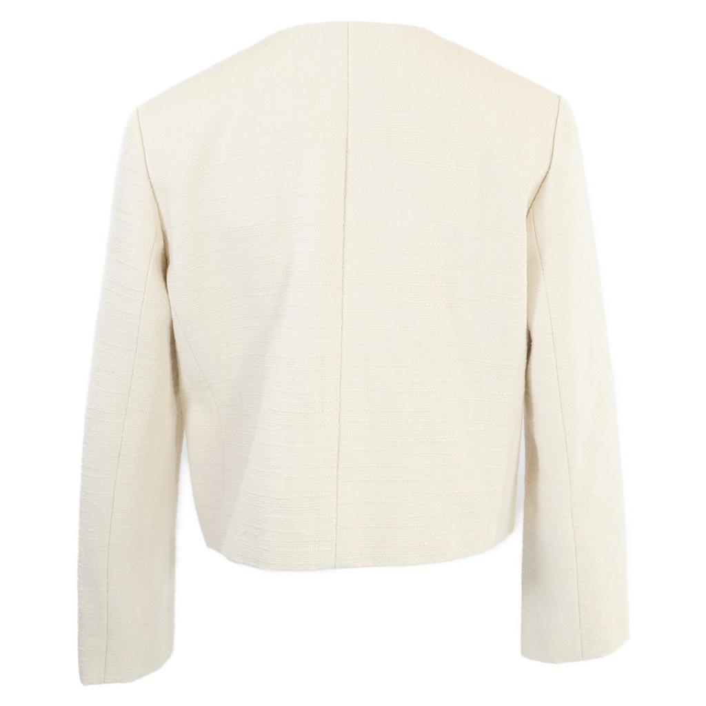 Celine Excellent Condition, Domestically Authorized 2V57M410T Cropped Officer Jacket 36 IvoryUsed