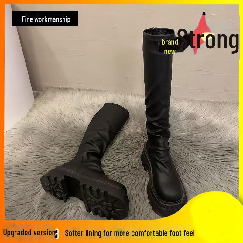 

Женские сапоги на толстой подошве, увеличивающие рост, осень/зима 2024 г. 40