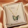 1pcs Gold Butterfly Series Copper Encrusted Zircon Pendant Titanium Steel Chain Simple And Elegant Necklace