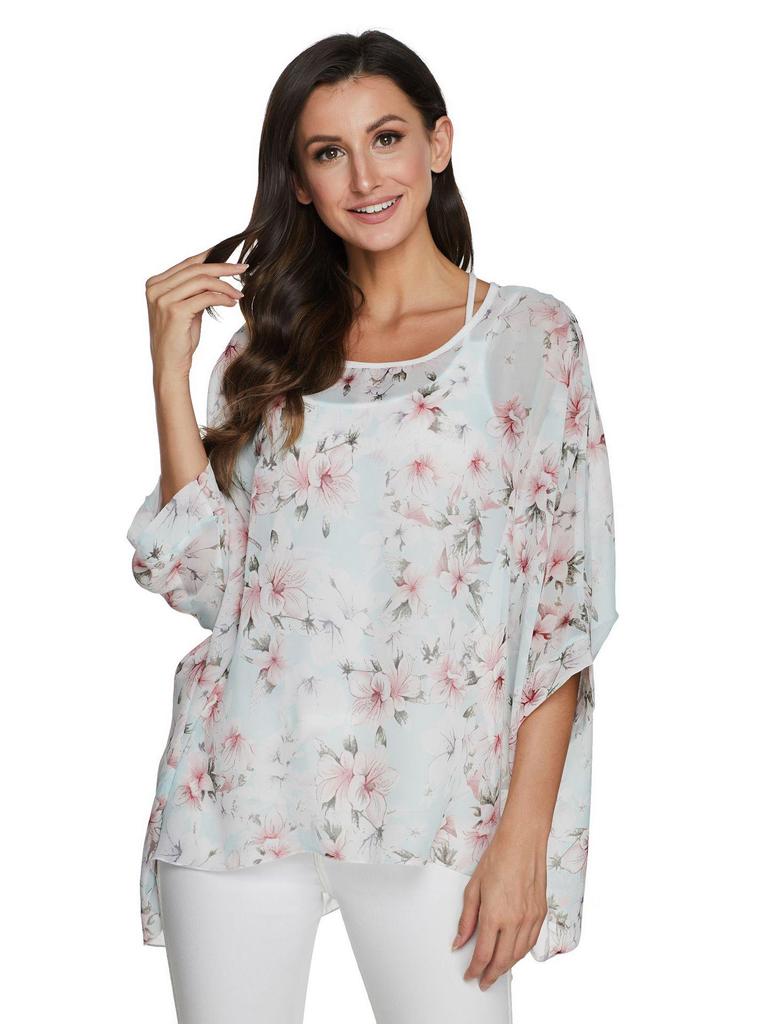 Bohemian Plus Size Chiffon Shirt Bikini Cover-Up - Women's Beach Vacation Sunscreen Cover-Up