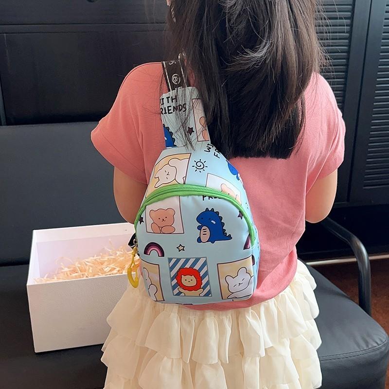 Adorable Cartoon Kids Chest Bag For Boys And Girls Lightweight Nylon School Bag