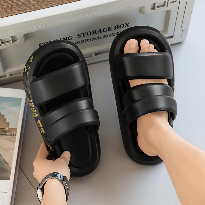 Fashion Beach Outdoor Men's Large-sized Casual New Letter Pattern Design Summer Quick-drying Soft Ultra-light Anti-slip Slippers
