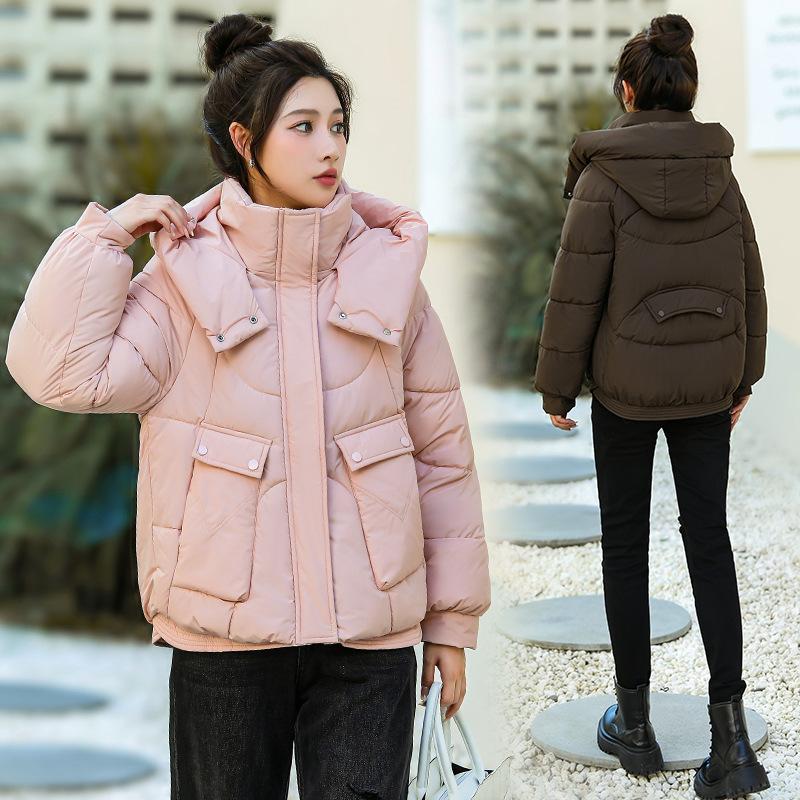 Women’s Short Hooded Windproof Thicken Warm Winter Jacket With Raglan Sleeves
